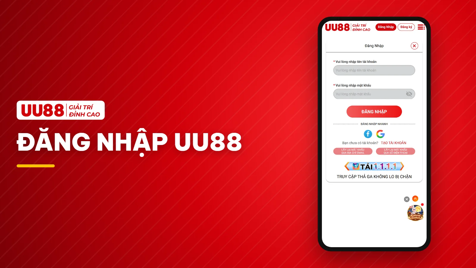 Đăng nhập UU88 trên điện thoại