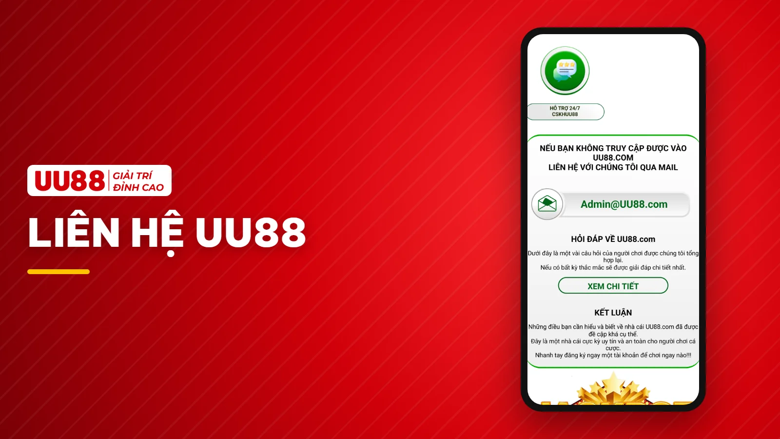 Liên hệ CSKH UU88 hỗ trợ 24/7